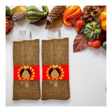 BUKIRO 2 parca Şükran Günü servislik 3 boyutlu hindi masa servisligi catal bicak kasik servisligi Thanks giving 3d turkey silverware holder pocket parti icin servislik