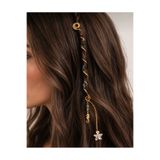 Bukiro Bohem Saç Charmı Hair Charm – Deniz Yıldızı ve Kaplumbağa Detaylı Örgü Saç Aksesuarı Festival Saç Takısı tinsel