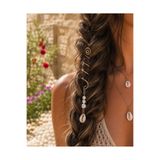 Bukiro İncili Deniz Kabuklu Spiral Saç Sarmalı |saç charmı Bohem Örgü Saç Aksesuarı Tel Saç Takısı hair cuff tinsel
