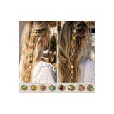 Bukiro Telli Saç Küpesi Hair Cuff Renkli Taşlı Saç Küpesi Bohem Örgü Saç Aksesuarı El Yapımı Saç Takısı Hair Jewelry 8 adet