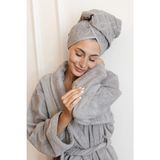 Bukle Bornoz, Şal Yaka Bornoz ,%100 Pamuklu Kadın / Erkek Unisex Bornoz - Gri
