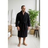 Bukle Bornoz, Şal Yaka Bornoz ,%100 Pamuklu Kadın / Erkek Unisex Bornoz - Siyah