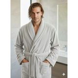 Bukle Bornoz, Şal Yaka Bornoz ,%100 Pamuklu , Unisex Bornoz , Sauna Otel Spa Bornozu - Gri