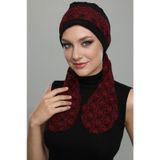 BUKLET BANDANA BAĞLAMALI SİYAH BORDO HAZIR TÜRBAN TESETTÜR BONE