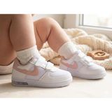 Bukond Bebek Günlük Işıklı Yumuşak Rahat Taban Cırt Bantlı Spor Ayakkabı Sneaker - Beyaz - Pudra