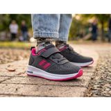Bukond Çocuk Günlük Yumuşak Rahat Taban Triko Cırt Bantlı Spor Ayakkabı Sneaker - Füme - Fuşya