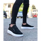 Bukond Kalın Yüksek Taban Çift Bant Erkek Günlük Ayakkabı Sneaker Spor Ayakkabı - Siyah