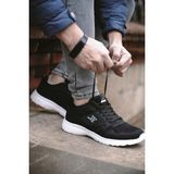 Bukond Unisex Siyah Beyaz Günlük Rahat Yürüyüş Ayakkabısı File Detaylı Sneaker Spor Ayakkabı - Siyah - Beyaz