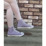 Bukond Yarım Bilek Kot Keten Bağcıklı Günlük Rahat Esnek Düz Şeffaf Taban Bez Ayakkabı Sneaker - Lila