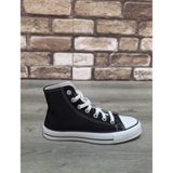 Bukond Yarım Bilek Kot Keten Bağcıklı Günlük Rahat Esnek Düz Şeffaf Taban Bez Ayakkabı Sneaker - Siyah