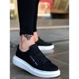 Bukond Yüksek Taban Çapraz Bant Siyah Beyaz Erkek Ayakkabı Sneaker Spor Ayakkabı - Siyah - Beyaz