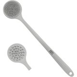 Bükülebilir Uzun Saplı Silikon Vücut Fırçası Saç Temizleyici - Banyo Duşu Arka Fırçası, Şampuan Saç Saç Derisi Masajı, Duş Için Arka Scrubber (Açık Gri)