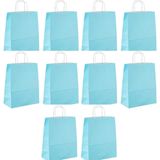 Büküm Saplı Kraft Kağıt Çanta Karton Hediyelik Poşet Torba - Açık Mavi -18x24 Cm. - 10 Adetlik Paket