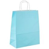 Büküm Saplı Kraft Kağıt Çanta Karton Hediyelik Poşet Torba - Açık Mavi -18X24 Cm. - 25 Adetlik Paket