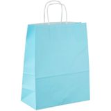 Büküm Saplı Kraft Kağıt Çanta Karton Hediyelik Poşet Torba - Mavi - 18x24 Cm. -25 Adetlik 4 Paket