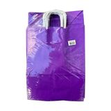 Büküm Saplı Kraft Kağıt Çanta Karton Hediyelik Poşet Torba - Mor - 18x24 Cm. -25 Adetlik 4 Paket