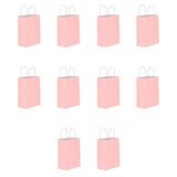 Büküm Saplı Kraft Kağıt Çanta Karton Hediyelik Poşet Torba - Pembe - 18x24 Cm. - 10 Adetlik Paket