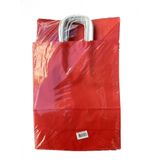 Büküm Saplı Kraft Kağıt Çanta Poşet Torba - Kırmızı - 25 Adetlik 2 Paket