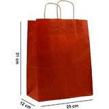 Büküm Saplı Kraft Kağıt Karton Hediye Çanta Poşet Torba - Bordo - 25X31 Cm. - 25 Adetlik 2 Paket