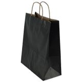 Büküm Saplı Kraft Kağıt Karton Hediye Çanta Poşet Torba - Siyah - 25x31 Cm. - 25 Adetlik 2 Paket