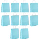 Büküm Saplı Kraft Kağıt Karton Hediyelik Çanta Poşet Torba - Mavi - 25x31 Cm. - 10 Adetlik 1 Paket