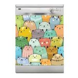 Bulaşık Makinesi Sticker Kaplama Beyaz Eşya Kaplama Renkli Kediler