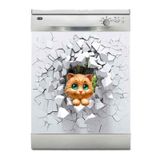 Bulaşık Makinesi Sticker Kaplama Beyaz Eşya Kaplama Şirin Kedi