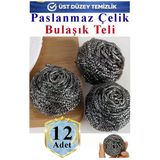Bulaşık Teli Ovma Teli 12 Adet Ekonomik Toptel Sürtme Teli Lavabo Mutfak Banyo Temizlik Teli Sert Yüzey İçin