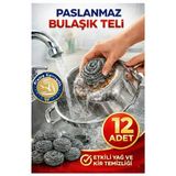 Bulaşık Teli Ovma Teli 12 Adet Pratik Ekonomik Toptel Sürtme Teli Lavabo Mutfak Banyo Temizlik Teli Sert Yüzey İçin
