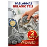 Bulaşık Teli Ovma Teli 2 Adet Pratik Ekonomik Toptel Sürtme Teli Lavabo Mutfak Banyo Temizlik Teli Sert Yüzey İçin