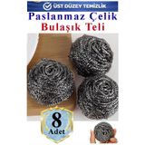 Bulaşık Teli Ovma Teli 8 Adet Ekonomik Toptel Sürtme Teli Lavabo Mutfak Banyo Temizlik Teli Sert Yüzey İçin
