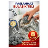 Bulaşık Teli Ovma Teli 8 Adet Pratik Ekonomik Toptel Sürtme Teli Lavabo Mutfak Banyo Temizlik Teli Sert Yüzey İçin