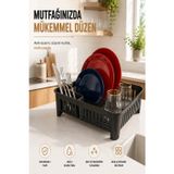 Bulaşıklık Tezgah Üstü Tabak Bardak Kurutmalık Plastik Bulaşık Sepeti 33X41 Cm Siyah S-10567