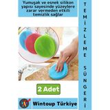 #Bulaşıksüngeri Tezgah Sebze Meyve Temizliği Tükenmez Yumuşak Silikon Bulaşık Yıkama Süngeri 2 Adet