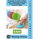 #Bulaşıksüngeri Tezgah Sebze Meyve Temizliği Tükenmez Yumuşak Silikon Bulaşık Yıkama Süngeri 4 Adet