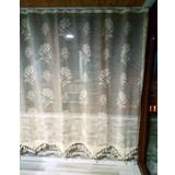 Buldan El İşi Dantelli Naturel Gül Çiçek Desen 190x200 cm Tül Perde