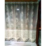 Buldan El İşi Dantelli Naturel Gül Çiçek Desen 190x250 cm Tül Perde