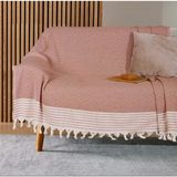 Buldan İşi Kaymaz Pamuklu Koltuk Örtüsü 170x210 Cm Koltuk Şalı Çekyat Kanepe Örtüsü (Kiremit)