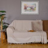 Buldan İşi Kaymaz Pamuklu Koltuk Örtüsü 170x210 Cm Koltuk Şalı Çekyat Kanepe Örtüsü (Vizon)