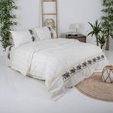 Buldan İşi Otantik Çift Kişilik Lila Kaneviçeli Nevresim Takımı - Krem - 220 x 240 cm