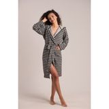 Buldan Store Carmen Bornoz %80 Pamuk %20 Bambu (Siyah-Ekru) - L - XL