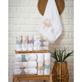 Buldan Üretimi Çeyizlik Nakışlı Buket Kadife 6'lı Mutfak Havlusu I 30X50 - 30 x 50 cm - Beyaz