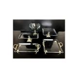 Buldem 5 Parça Gümüş Döküm Ayaklı Sunumluk Set | Pasta – Kurabiye – Tatlı – Servis Tabağı