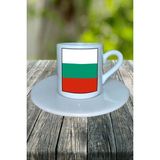 Bulgaristan Ülke Bayrağı Bayrak Baskılı Türk Kahvesi Fincanı Tabaklı Kişiye Özel Model 3