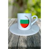 Bulgaristan Ülke Bayrağı Bayrak Baskılı Türk Kahvesi Fincanı Tabaklı Kişiye Özel Model 4