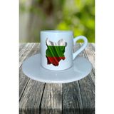 Bulgaristan Ülke Bayrağı Bayrak Baskılı Türk Kahvesi Fincanı Tabaklı Kişiye Özel Model 5