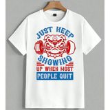 Bulldog Gucu Fitness Spor Unisex Oversize Tişört Beyaz - M