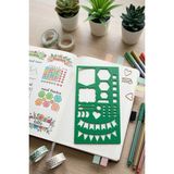 Bullet Journal Flama ve Ikon Şablon Cetvel – Sayfa Düzeni Için Etiketleme Yardımcısı