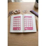 Bullet Journal Takvim 2'li Şablon Cetvel Set - Haftalık & Aylık Planlama Cetveli - Pembe