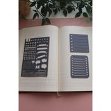 Bullet Journal Tasarım ve 2'li Kare Notluk Şablon Cetvel Set - Gri